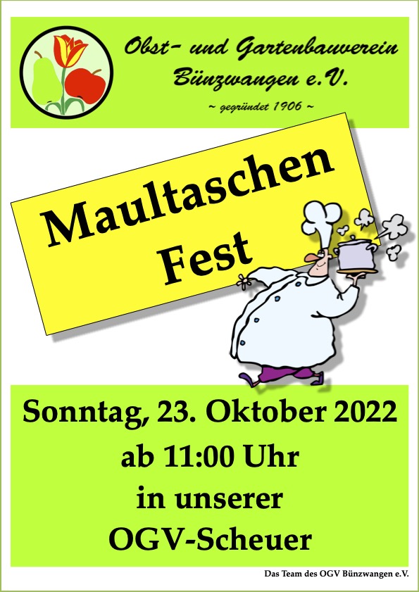 OGV Bünzwangen Plakat Maultaschenfest 2022