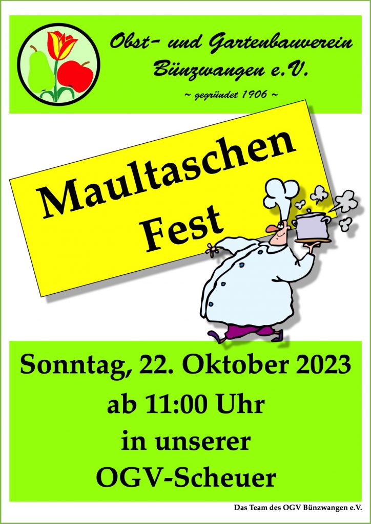 OGV Bünzwangen Plakat Maultaschenfest 2023