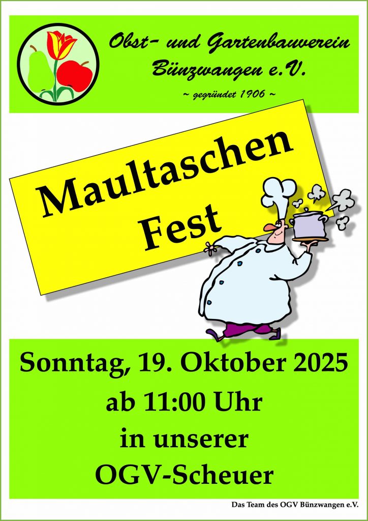 OGV Bünzwangen Plakat Maultaschenfest 2025