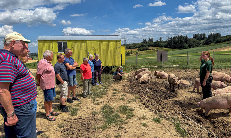 OGV Bünzwangen, Gemeinschaftsveranstaltung 2026 mit dem OGV Ebersbach an der Fils, Besuch beim Schweinemobil der Familie Harigel in Sulpach,
